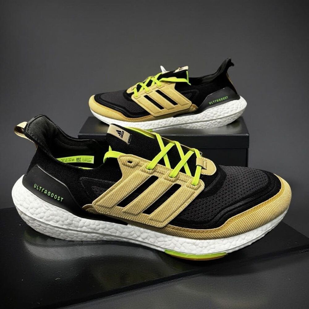 adidas Ultraboost 21 GX5254 Running Shoes Men’s 14 Black Green New In Box